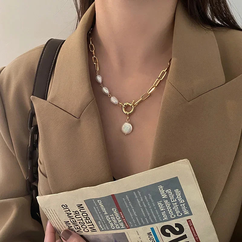 Trendy Elegant Baroque Pearl Necklace for Women