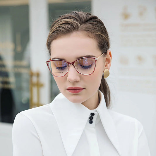 Women's Round Full-Rim Glasses – TR Frame, Anti-Blue Light Optical Eyewear