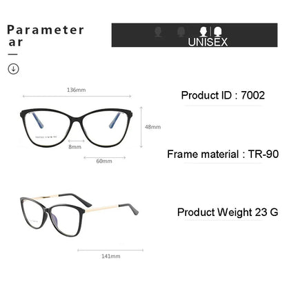 Women's Round Full-Rim Glasses – TR Frame, Anti-Blue Light Optical Eyewear