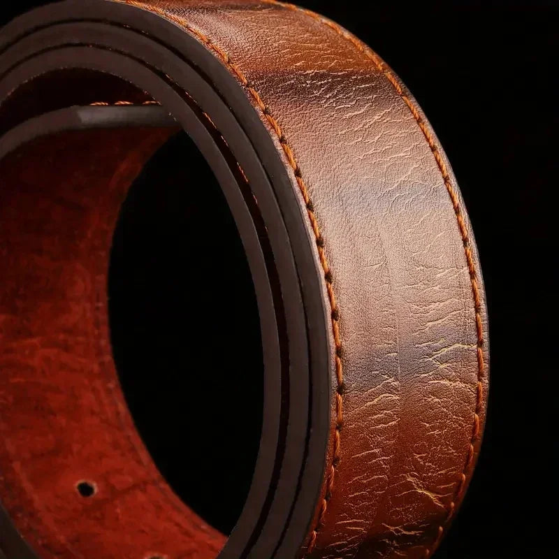Men's Leather Belt – Smooth Buckle for Jeans & Suit Pants