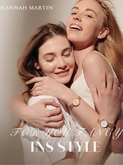 Luxury Women's Watch – British Designer, Japanese Movement, Leather Strap & Rhinestones
