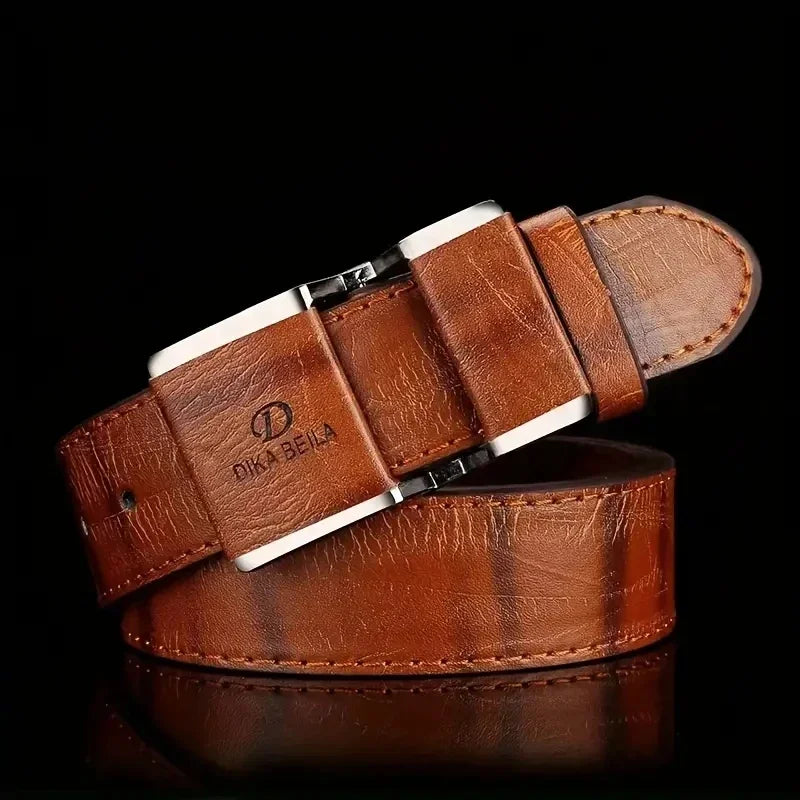 Men's Leather Belt – Smooth Buckle for Jeans & Suit Pants