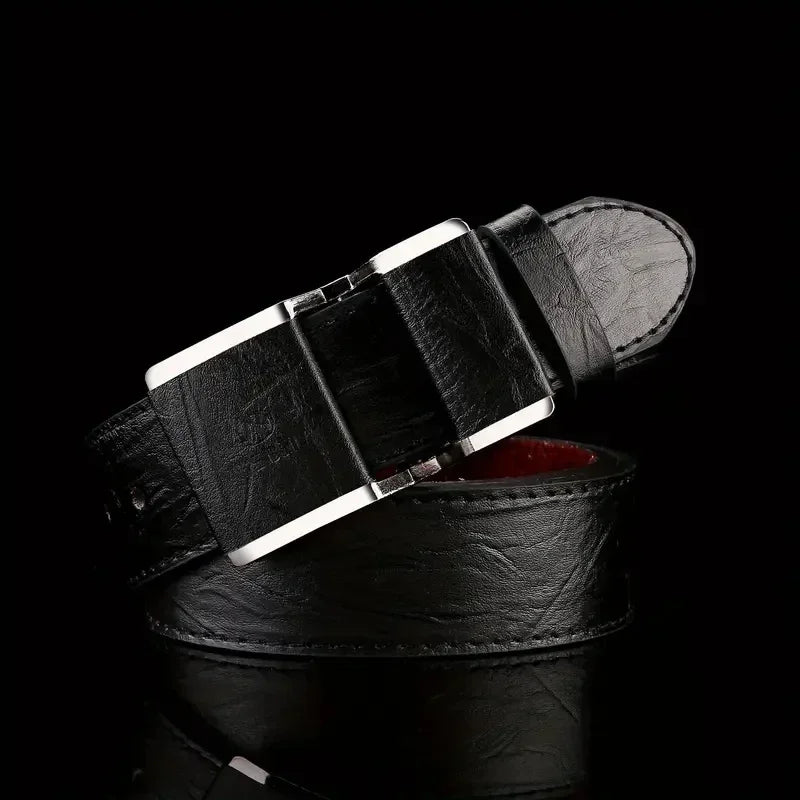 Men's Leather Belt – Smooth Buckle for Jeans & Suit Pants