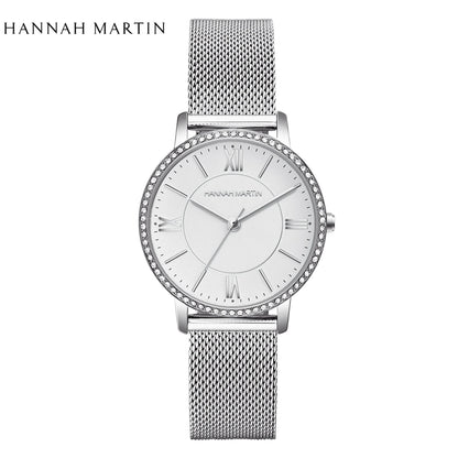 Luxury Women's Watch – British Designer, Japanese Movement, Leather Strap & Rhinestones
