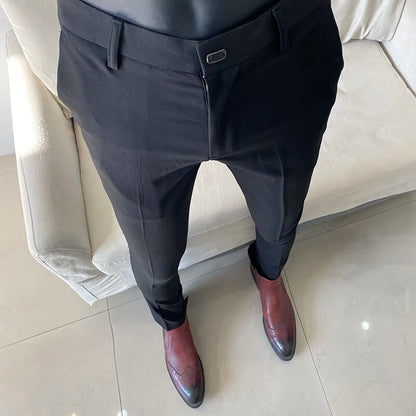 Men's Slim Fit Dress Pants – Stretch Formal Trousers for Suit & Casual Wear