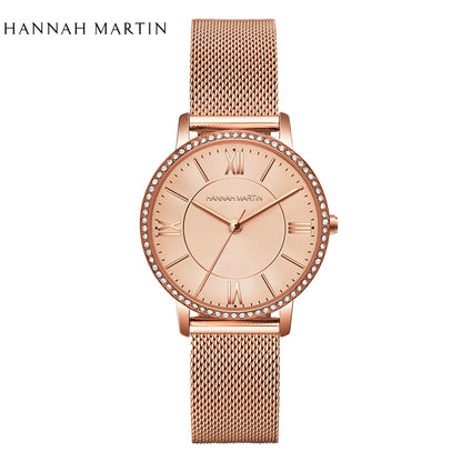 Luxury Women's Watch – British Designer, Japanese Movement, Leather Strap & Rhinestones
