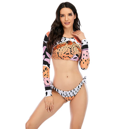 2025 Women's Long Sleeve Bikini Set – Sexy Two-Piece Surf & Swim Beachwear