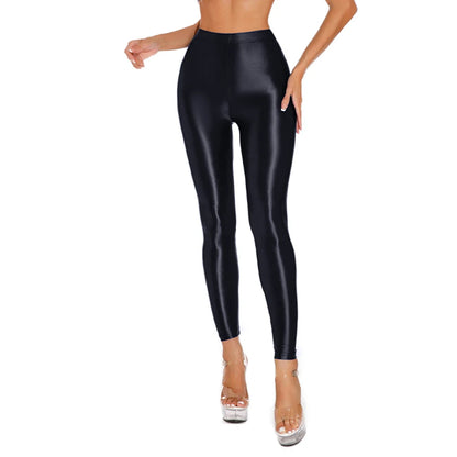 Women's Shiny Stretch Pants – Satin Yoga & Dance Leggings with Comfy Fit