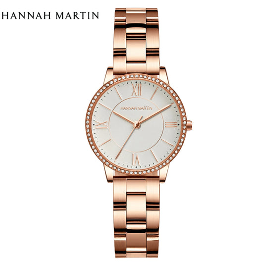 Luxury Women's Watch – British Designer, Japanese Movement, Leather Strap & Rhinestones