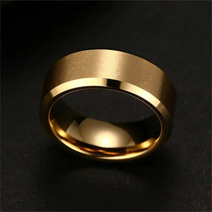 Matte Black Stainless Steel Ring – Unisex Wedding & Engagement Band