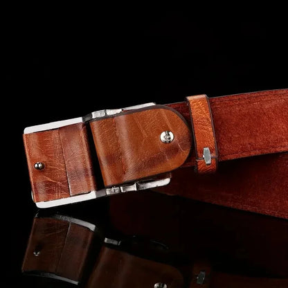 Men's Leather Belt – Smooth Buckle for Jeans & Suit Pants