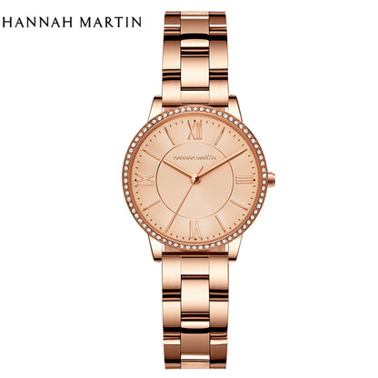 Luxury Women's Watch – British Designer, Japanese Movement, Leather Strap & Rhinestones