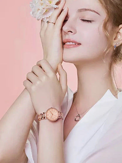 Luxury Women's Watch – British Designer, Japanese Movement, Leather Strap & Rhinestones
