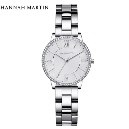 Luxury Women's Watch – British Designer, Japanese Movement, Leather Strap & Rhinestones