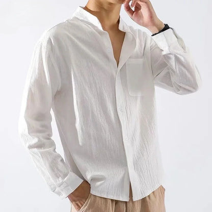 Men's White Linen Shirt – Casual 2024 Trend with Pocket & Elegant Collar