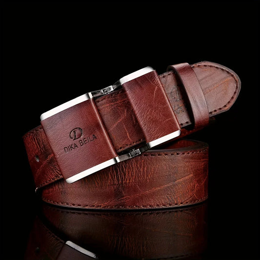 Men's Leather Belt – Smooth Buckle for Jeans & Suit Pants