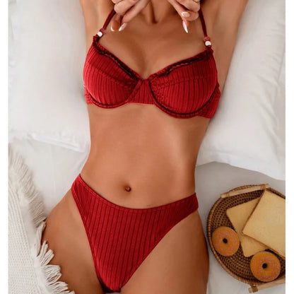 Summer 2025 Sexy Push-Up Brazilian Bikini Set – Women’s Swimwear