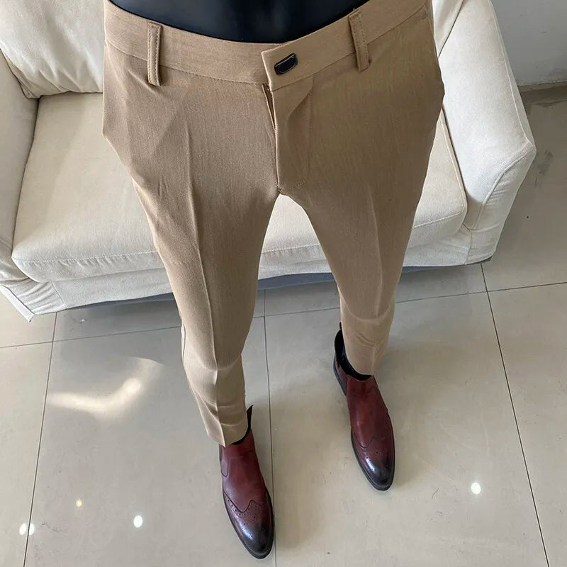 Men's Slim Fit Dress Pants – Stretch Formal Trousers for Suit & Casual Wear