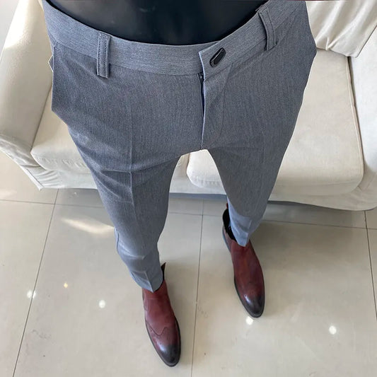 Men's Slim Fit Dress Pants – Stretch Formal Trousers for Suit & Casual Wear