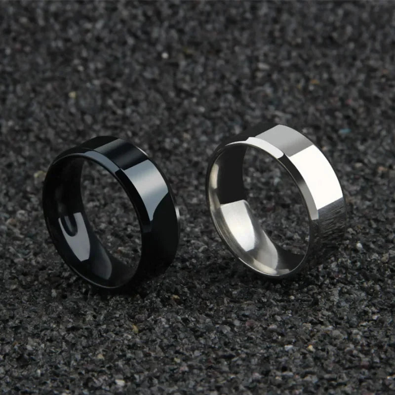 Matte Black Stainless Steel Ring – Unisex Wedding & Engagement Band