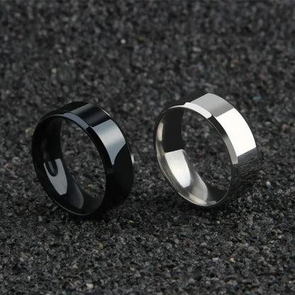 Matte Black Stainless Steel Ring – Unisex Wedding & Engagement Band
