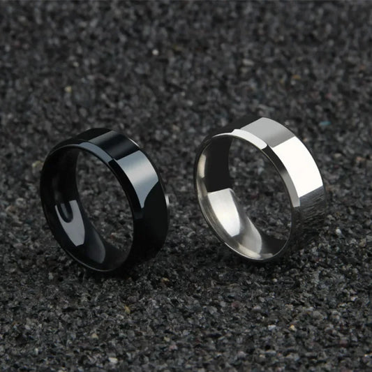 Matte Black Stainless Steel Ring – Unisex Wedding & Engagement Band