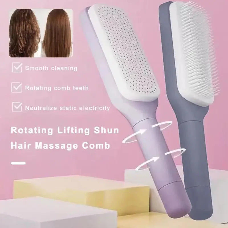 Retractable Rotating Long Handle Anti-Static Hair Comb – Scalp Massage & Self Hair Brush