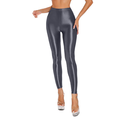 Women's Shiny Stretch Pants – Satin Yoga & Dance Leggings with Comfy Fit
