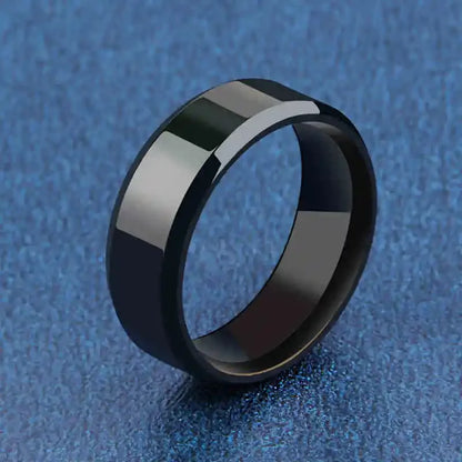 Matte Black Stainless Steel Ring – Unisex Wedding & Engagement Band