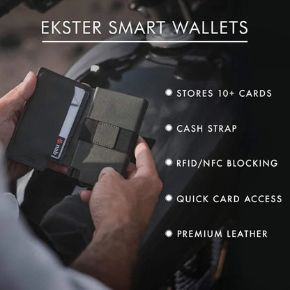 Men's Genuine Leather Minimalist Card Holder Wallet with Aluminum Case & Auto Pop-Up Design
