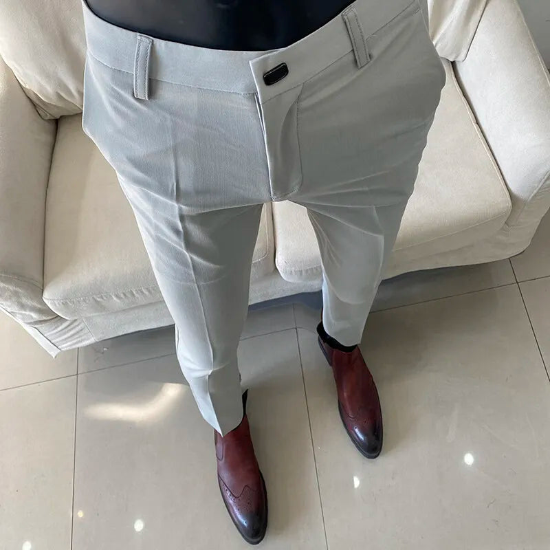 Men's Slim Fit Dress Pants – Stretch Formal Trousers for Suit & Casual Wear