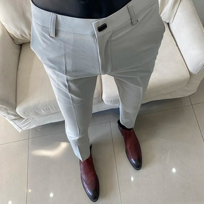 Men's Slim Fit Dress Pants – Stretch Formal Trousers for Suit & Casual Wear