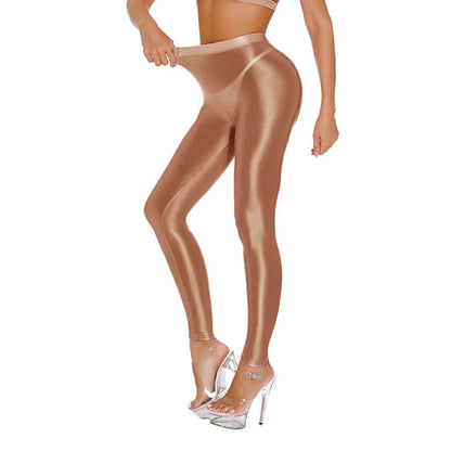 Women's Shiny Stretch Pants – Satin Yoga & Dance Leggings with Comfy Fit