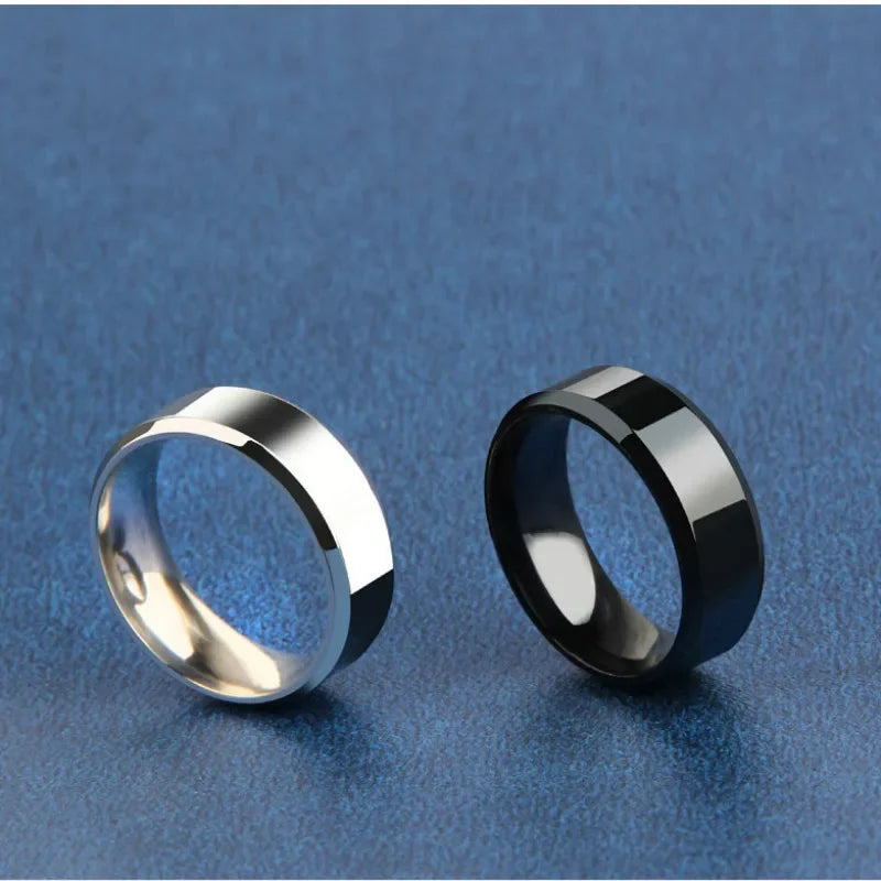 Matte Black Stainless Steel Ring – Unisex Wedding & Engagement Band